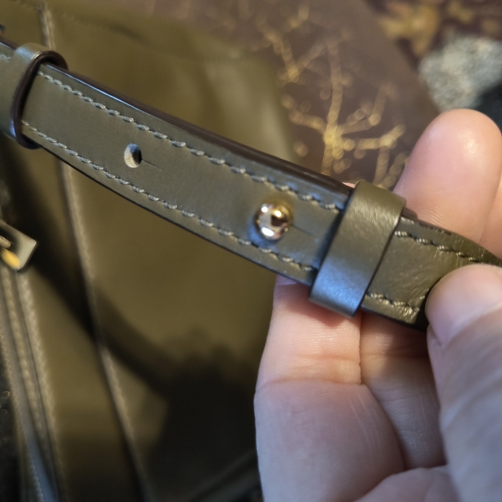 Michael Kors Gloria Leather Crossbody Messenger Bag Olive-Gray - like New - Picture 8 of 15